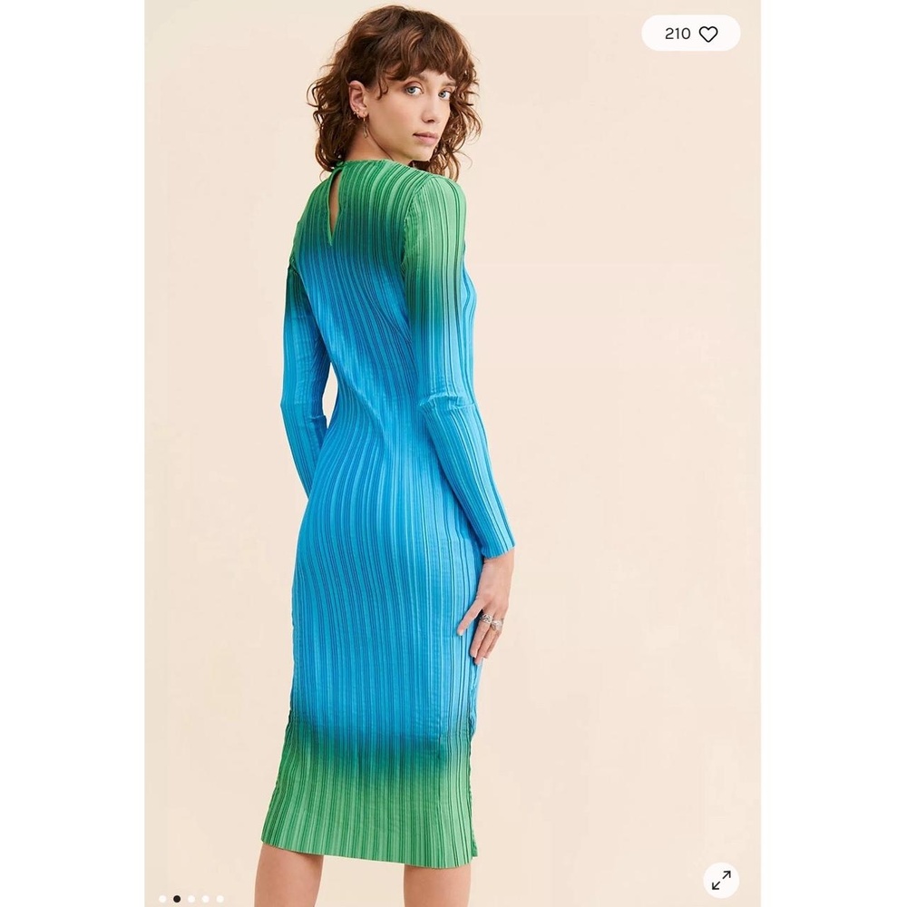NWT Arthur Dress TDRS2201_27BGO Blue Green Long Sleeve Textured US 4 - Picture 6 of 15